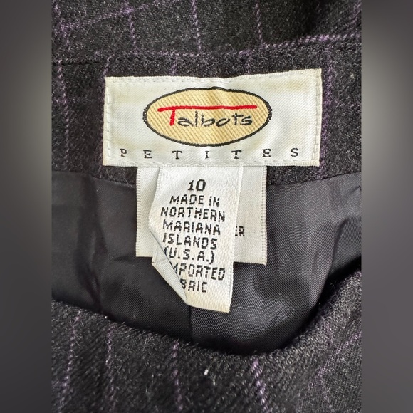 Vintage Talbots 100% Wool Charcoal Gray Check Lined Straight Leg Pants Size 10P - Picture 4 of 5